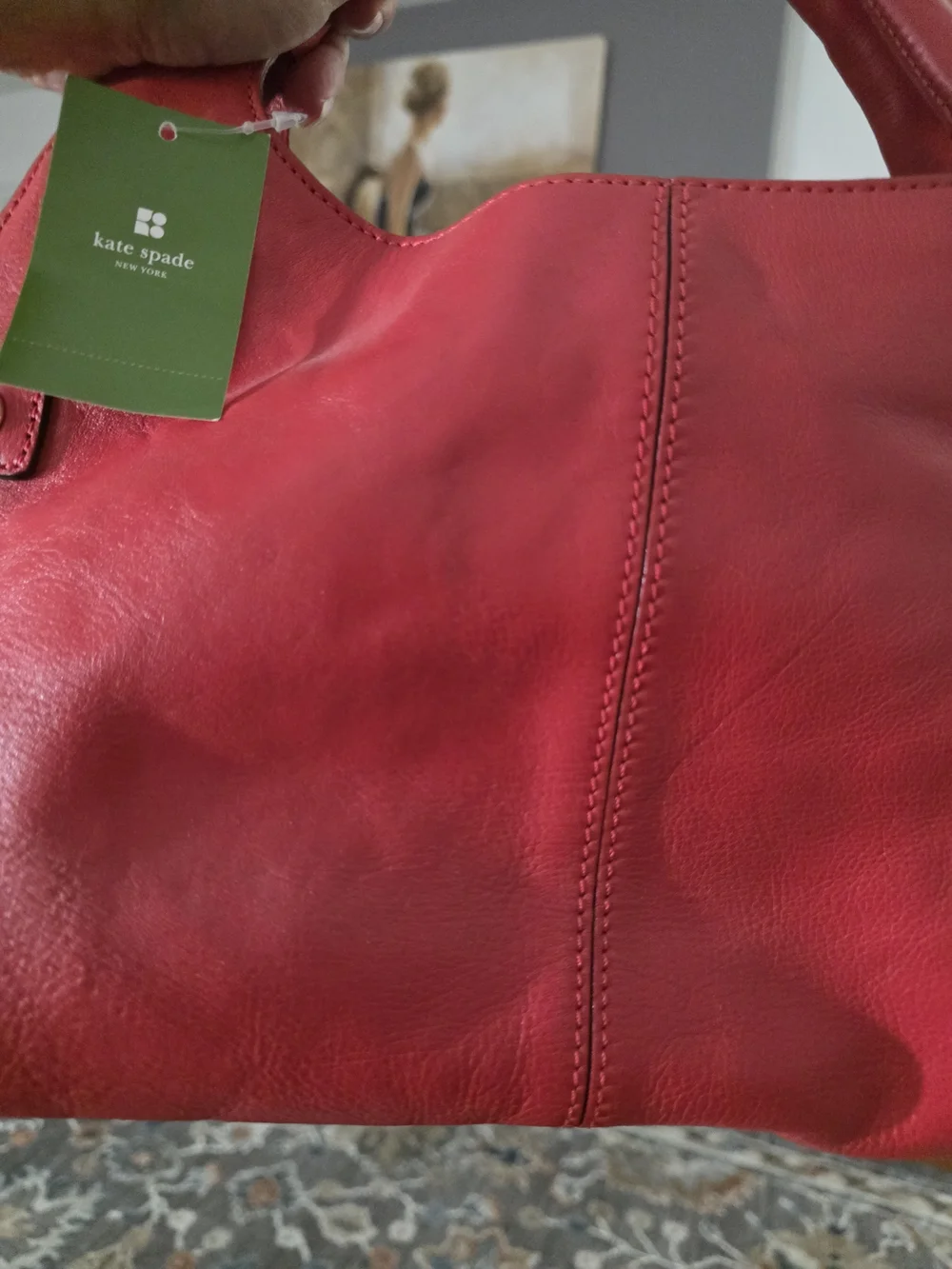 kate spade Red Leather Satchel with Turn-Lock Detail